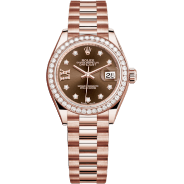 Lady-Datejust 28 Everose Diamond / President / Chocolate Diamond
