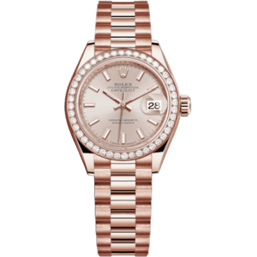 Lady-Datejust 28 Everose Diamond / President / Sundust