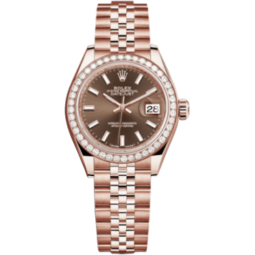 Lady-Datejust 28 Everose Diamond / Jubilee / Chocolate