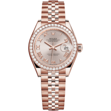 Lady-Datejust 28 Everose Diamond / Jubilee / Sundust Roman