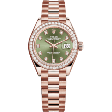 Lady-Datejust 28 Everose Diamond / President / Olive Diamond