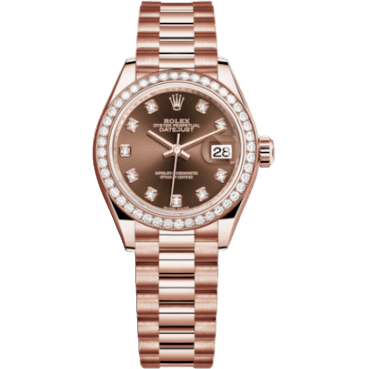 Lady-Datejust 28 Everose Diamond / President / Chocolate Diamond