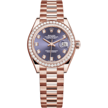 Lady-Datejust 28 Everose Diamond / President / Aubergine