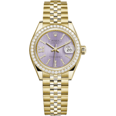 Lady-Datejust 28 Yellow Gold Diamond / Jubilee / Lilac Diamonds