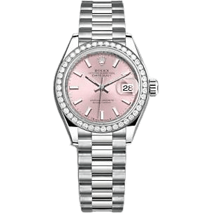 Lady-Datejust 28 White Gold - Diamond / President / Pink