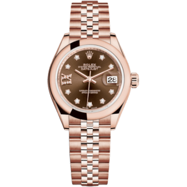 Lady-Datejust 28 Everose Domed / Jubilee / Chocolate Diamond