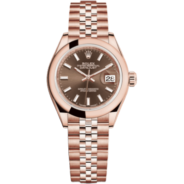 Lady-Datejust 28 Everose Domed / Jubilee / Chocolate