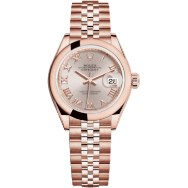 Lady-Datejust 28 Everose Domed / Jubilee / Sundust Roman
