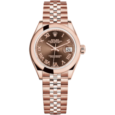 Lady-Datejust 28 Everose Domed / Jubilee / Chocolate Roman