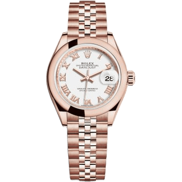 Lady-Datejust 28 Everose Domed / Jubilee / White Roman