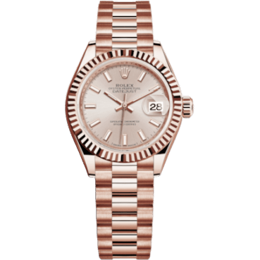 Lady-Datejust 28 Everose Fluted / President / Sundust