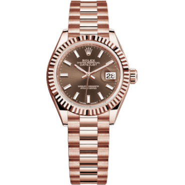 Lady-Datejust 28 Everose Fluted / President / Chocolate