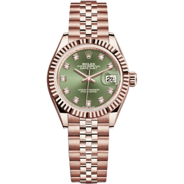 Lady-Datejust 28 Everose Fluted / Jubilee / Olive Green Diamond