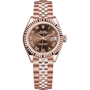 Lady-Datejust 28 Everose Fluted / Jubilee / Chocolate Roman