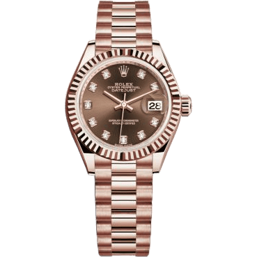 Lady-Datejust 28 Everose Fluted / President / Chocolate Diamond