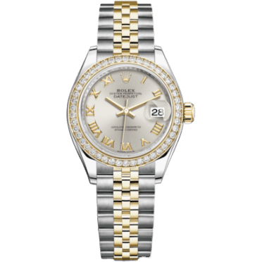 Lady-Datejust 28 Rolesor Yellow Diamond / Jubilee / Silver Roman