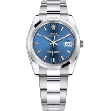 Oyster Perpetual Date 34 Stainless Steel Domed / Oyster / Blue