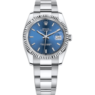Oyster Perpetual Date 34 Stainless Steel Fluted / Oyster / Blue