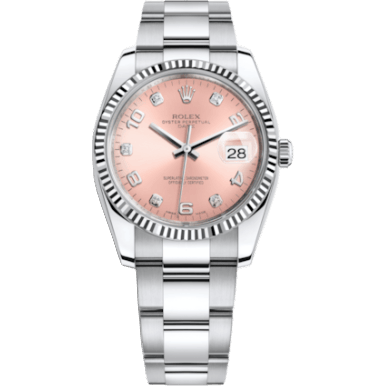 Oyster Perpetual Date 34 Stainless Steel Fluted / Oyster / Pink Arabic
