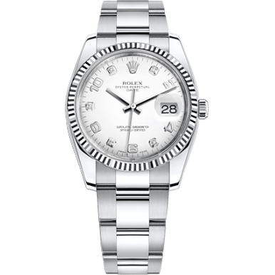 Oyster Perpetual Date 34 Stainless Steel Fluted / Oyster / White Arabic