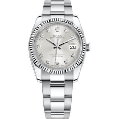 Oyster Perpetual Date 34 Stainless Steel Fluted / Oyster / Silver Arabic