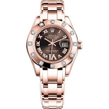 Datejust Pearlmaster 29 Everose Diamond / Chocolate Roman