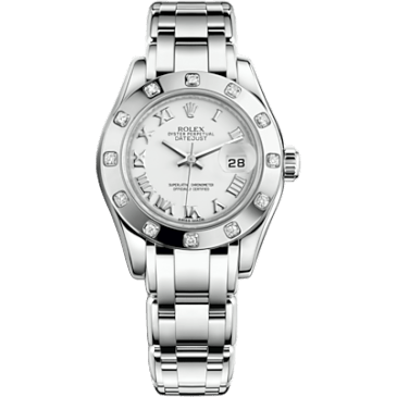 Datejust Pearlmaster 29 White Gold 12 Diamond White Roman
