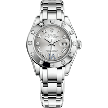 Datejust Pearlmaster 29 White Gold 12 Diamond Silver Roman
