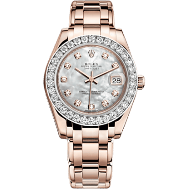 Datejust Pearlmaster 34 Everose Diamond Mother of Pearl Diamonds