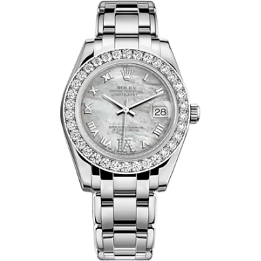 Datejust Pearlmaster 34 White Gold Diamond Mother of Pearl Roman