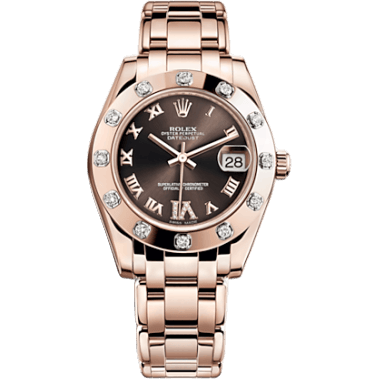 Datejust Pearlmaster 34 Everose 12 Diamond Chocolate Roman