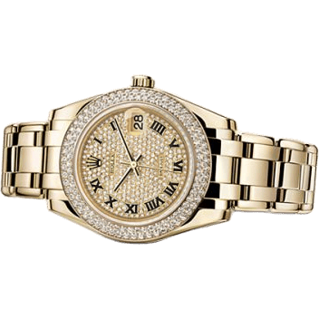Datejust Pearlmaster 34 Yellow Gold Double Diamond Paved Roman