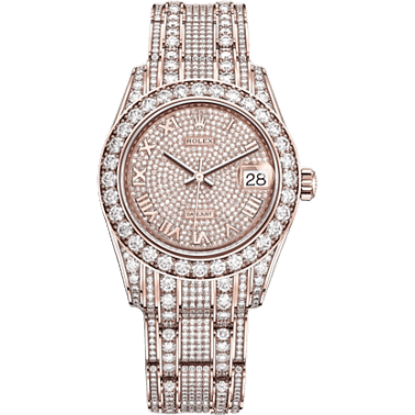 Datejust Pearlmaster 34 Everose Diamond / Paved Roman