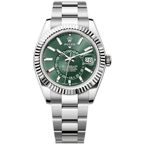 Sky-Dweller Stainless Steel - White Gold / Green / Oyster