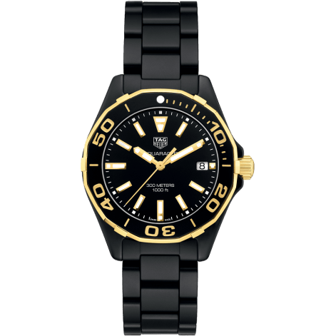 Aquaracer 300M Quartz 35 Ceramic / Yellow Gold / Black / Bracelet