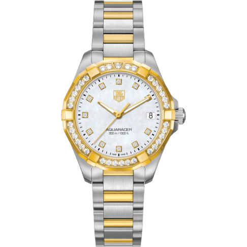 Aquaracer 300M Quartz 32 Stainless Steel / Yellow Gold / Diamond / MOP - Diamond / Bracelet