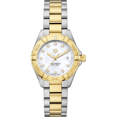 Aquaracer 300M Quartz 27 Stainless Steel - Yellow Gold / MOP - Diamond / Bracelet
