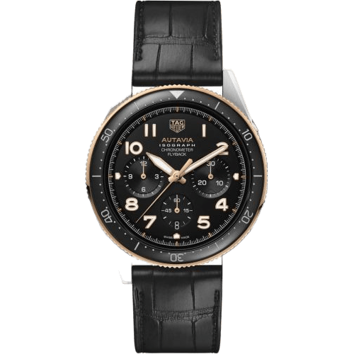 Autavia Heuer 02 Isograph Stainless Steel / Rose Gold / Black / Strap