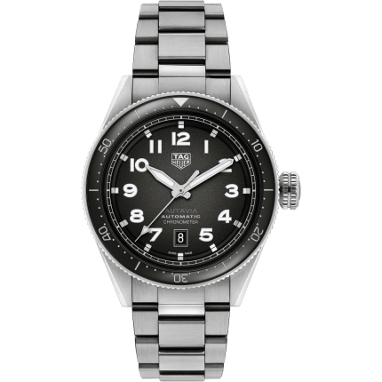 Autavia Calibre 5 Stainless Steel / Black / Bracelet