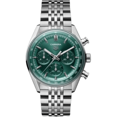 Carrera Chronograph Glass Box 41 Stainless Steel / Teal Green