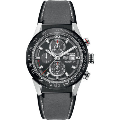Carrera Calibre Heuer 01 43 Stainless Steel / Grey / Calf