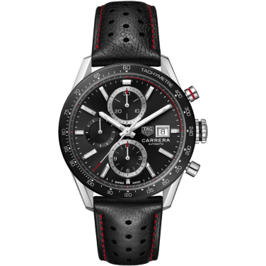 Carrera Calibre 16 41 Stainless Steel / Black / Calf