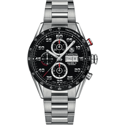 Carrera Calibre 16 Day Date 43 Stainless Steel / Black / Bracelet