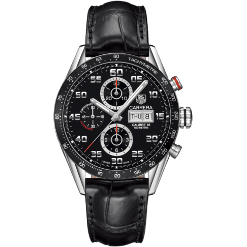 Carrera Calibre 16 Day Date 43 Stainless Steel / Black / Alligator