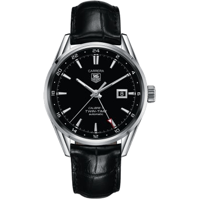 Calibre 7 Twin Time Stainless Steel / Black / Alligator