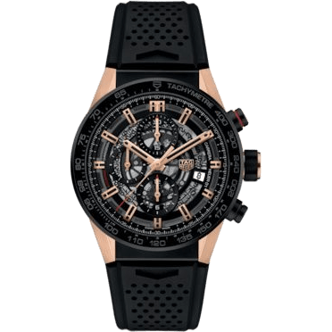 Carrera Calibre Heuer 01 43 Rose Gold / Skeleton / Rubber
