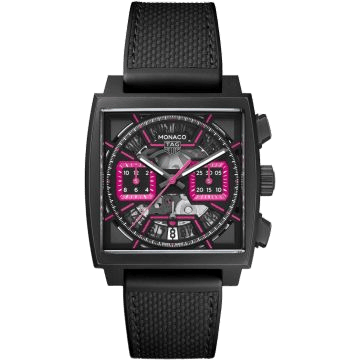 Monaco Calibre Heuer 02 Titanium DLC / Skeleton - Pink / Las Vegas