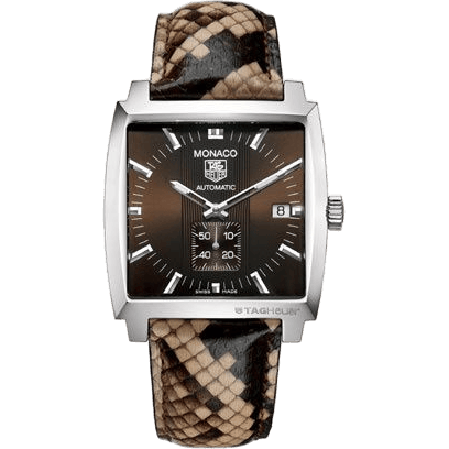 Monaco Calibre 6 Automatic Stainless Steel / Brown / Python