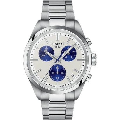 PR 100 Quartz Chronograph Stainless Steel / Silver - Blue / Bracelet