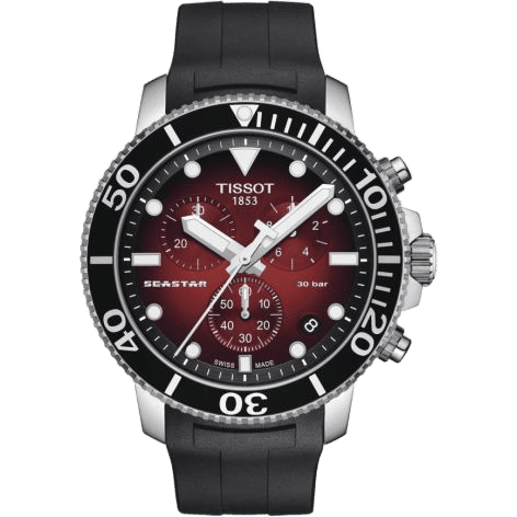 Seastar 1000 Chronograph Quartz 45.5 Stainless Steel / Gradient Red / Rubber
